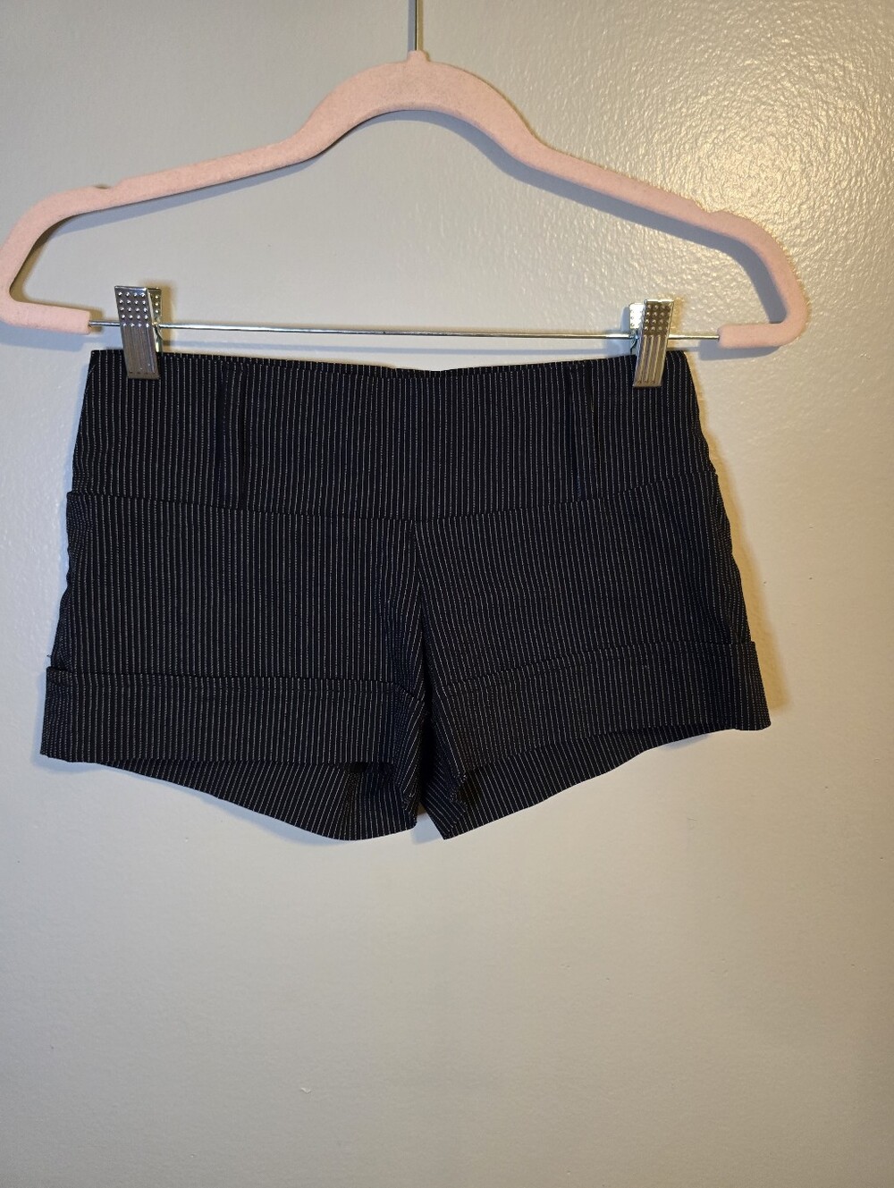 Body Central Black Pinstripe Low-Rise Shorts